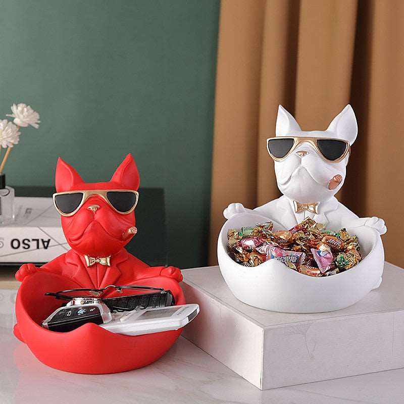 Cool French Bulldog Butler with Storage Bowl