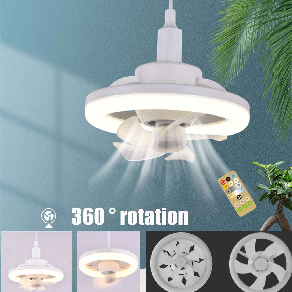 360 Rotating Smart Ceiling Fan Multicolor Led Light