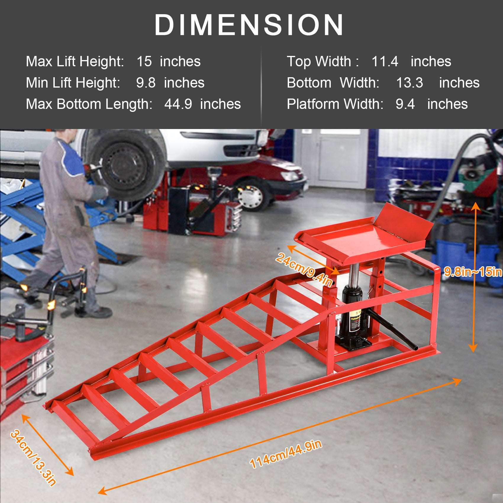 2PCS Auto Car Truck Service Ramps Lifts, 10000lbs Heavy Duty Hydraulic Car Ramps Lift for Car Repair