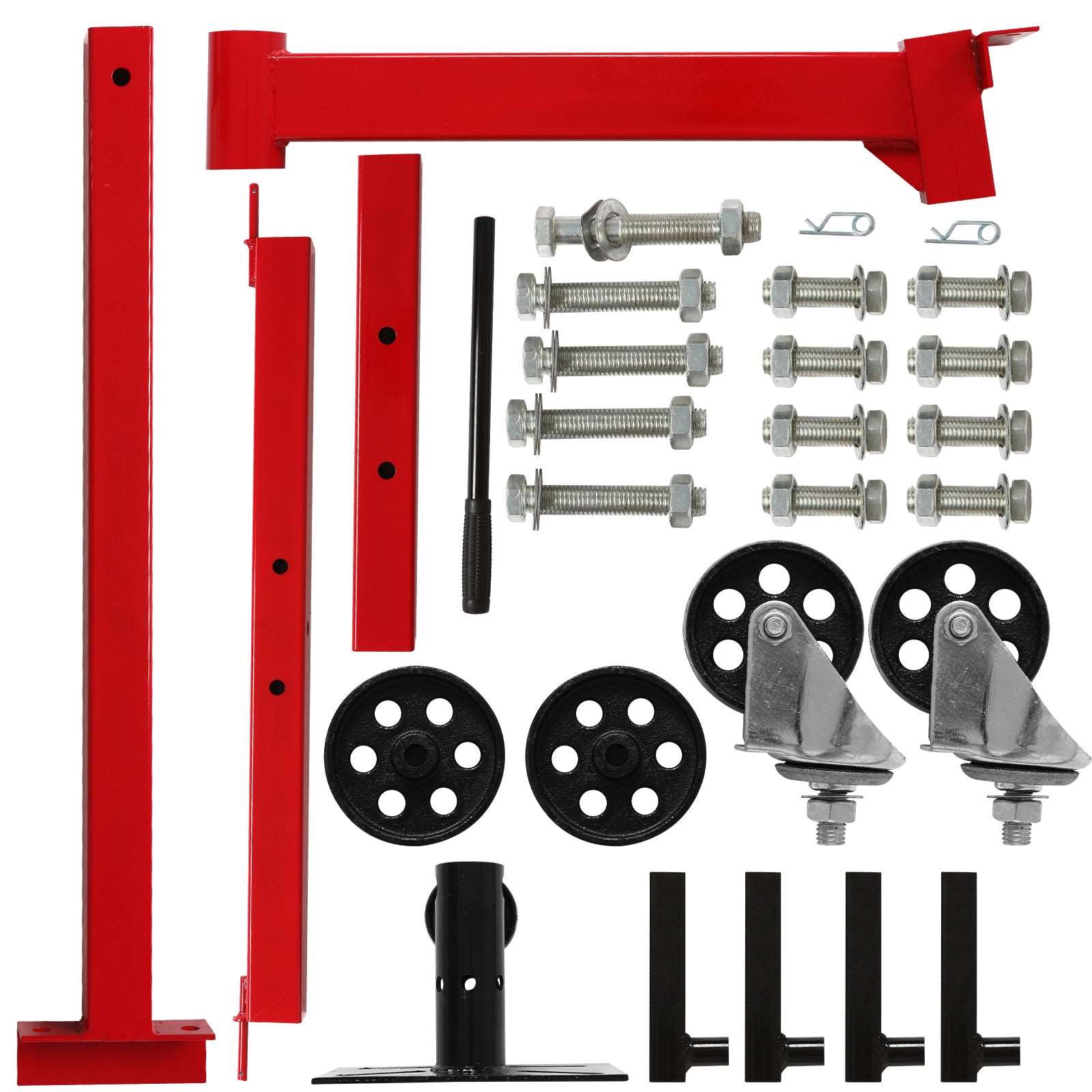 Auto Repair Rebuild Steel Engine Stand Folding Motor Hoist Dolly Mover Jack with 360 Degree Rotating Head, 1000 LB Capacity, Red