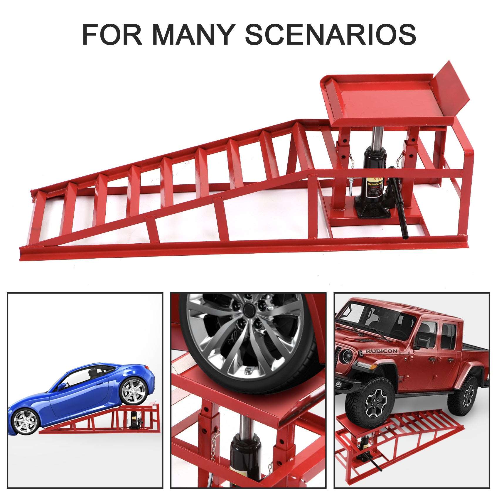 2PCS Auto Car Truck Service Ramps Lifts, 10000lbs Heavy Duty Hydraulic Car Ramps Lift for Car Repair