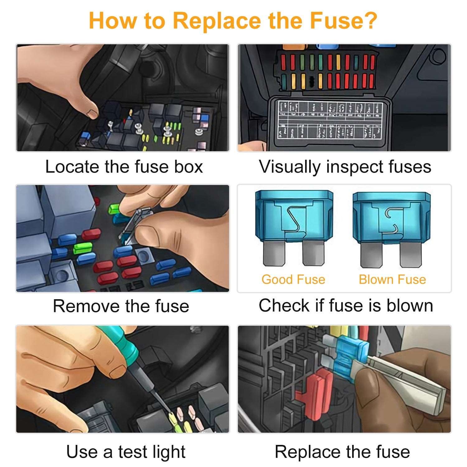 220Pcs Car Blade Fuses Assortment Automotive Truck Motorcycle Fuses Kit ATC ATO ATM w/ Fuse Puller 5/7.5/10/15/20/25/30Amp