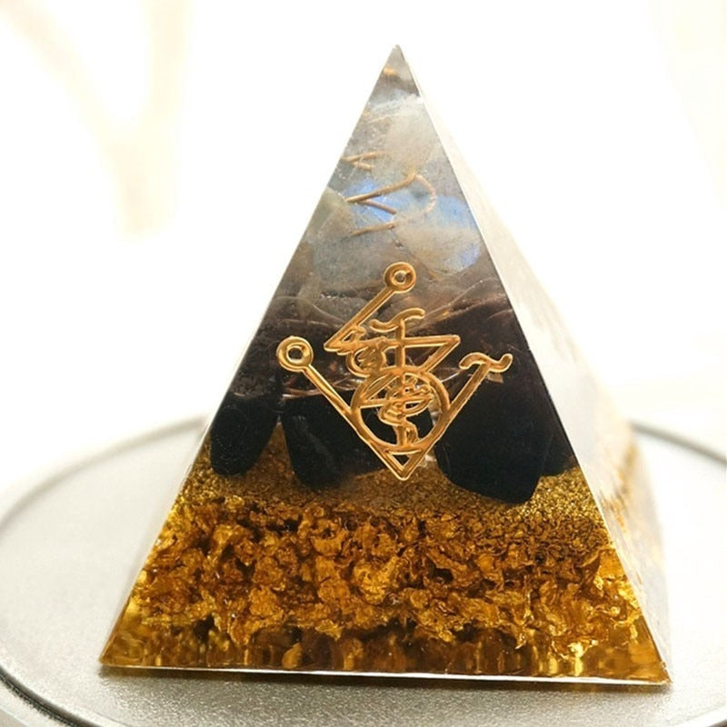 Orgonite Pyramid Muladhara Chakra Obsidian Natural Crystal