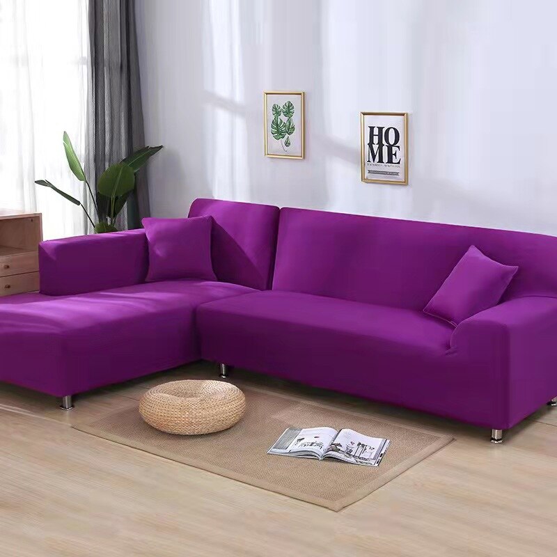 Solid Color 1/2/3/4 Seat Sofa Cover Stretch Milk Silk Fabric Couch Covers for Living Room Sectional Corner Settee Slipcovers 1PC