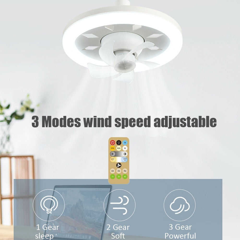 360 Rotating Smart Ceiling Fan Multicolor Led Light