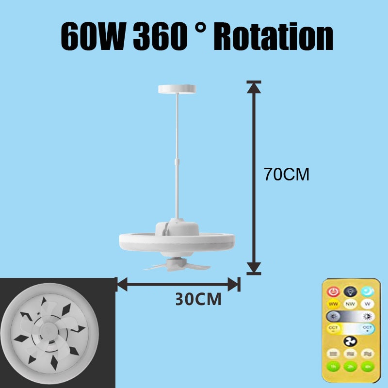 360 Rotating Smart Ceiling Fan Multicolor Led Light