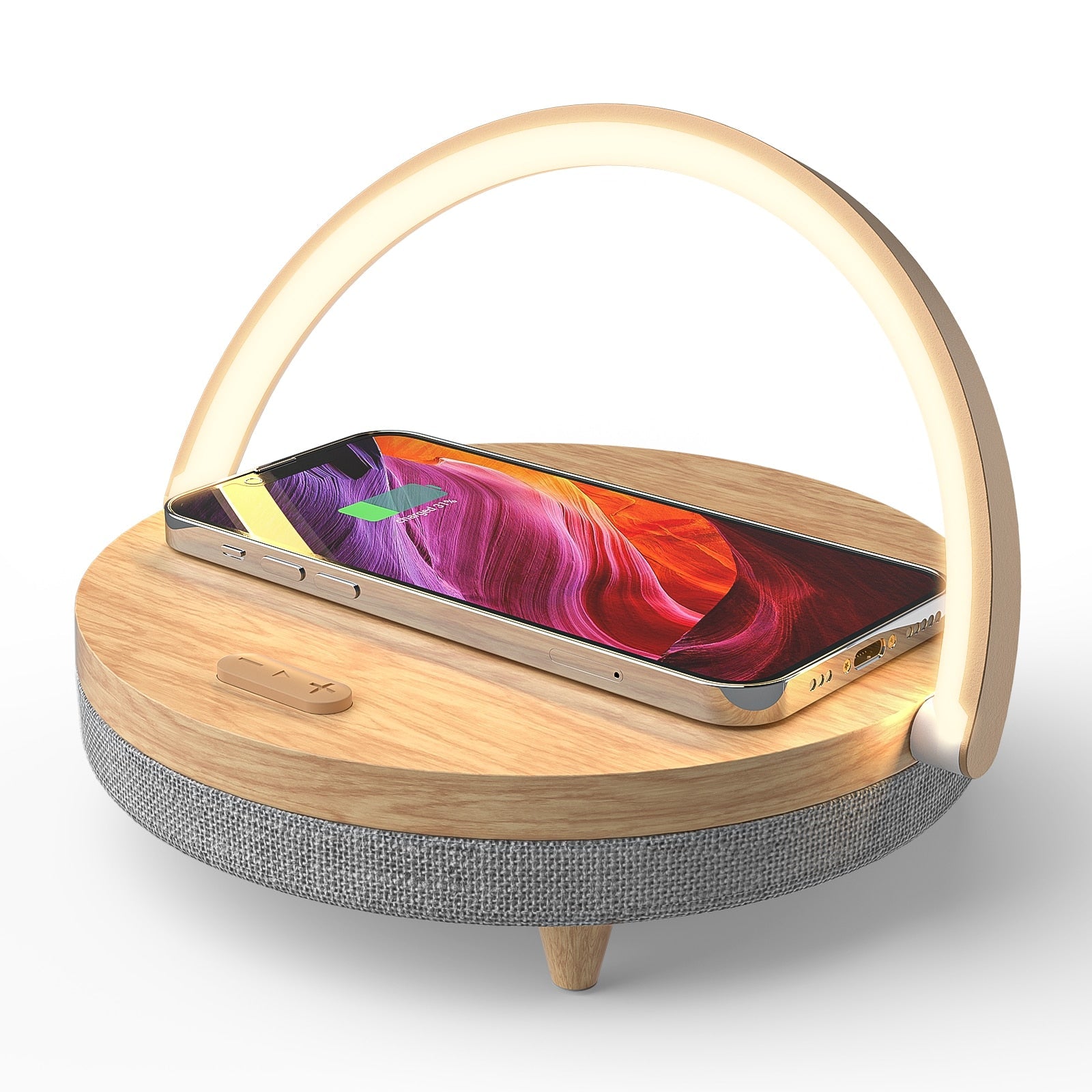 Wireless Charger Bluetooth Speaker for IPhone 13 14 Wooden Table Lamp High Power Charging Lamp Speaker Bluetoot Dropshipping