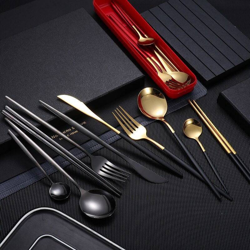 Stainless Steel Modern Suit Design Advanced Spork Knife Set