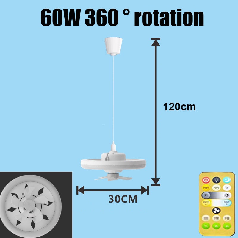 360 Rotating Smart Ceiling Fan Multicolor Led Light