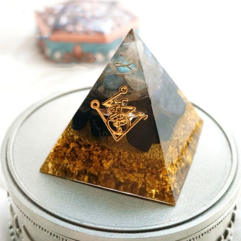 Orgonite Pyramid Muladhara Chakra Obsidian Natural Crystal