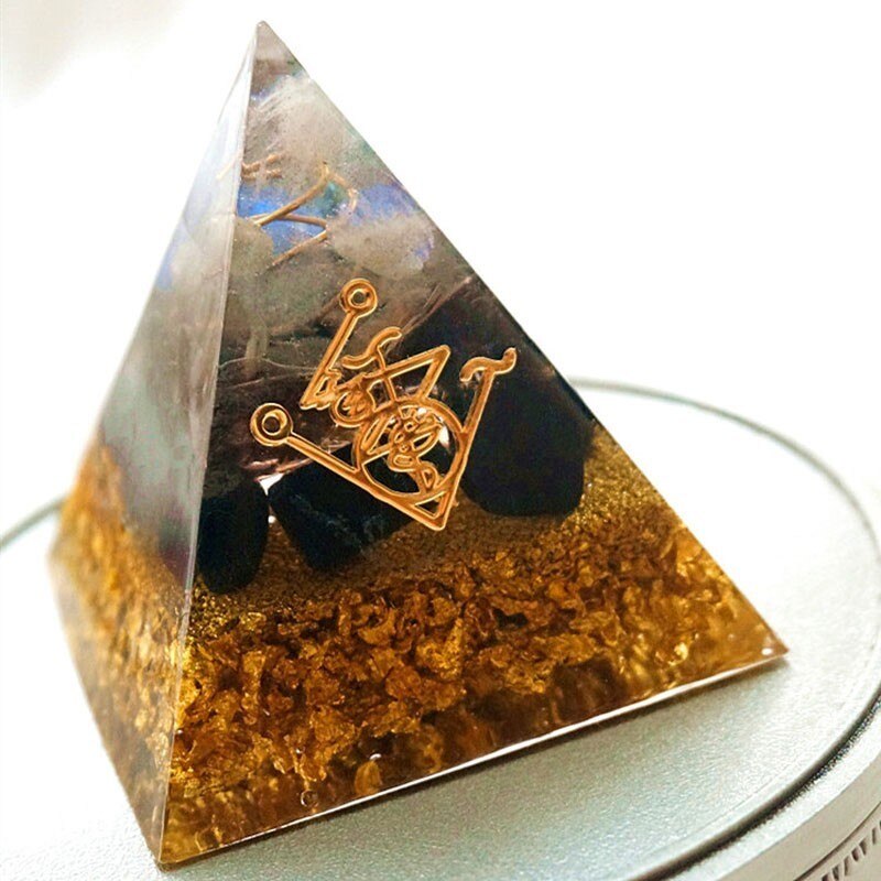 Orgonite Pyramid Muladhara Chakra Obsidian Natural Crystal